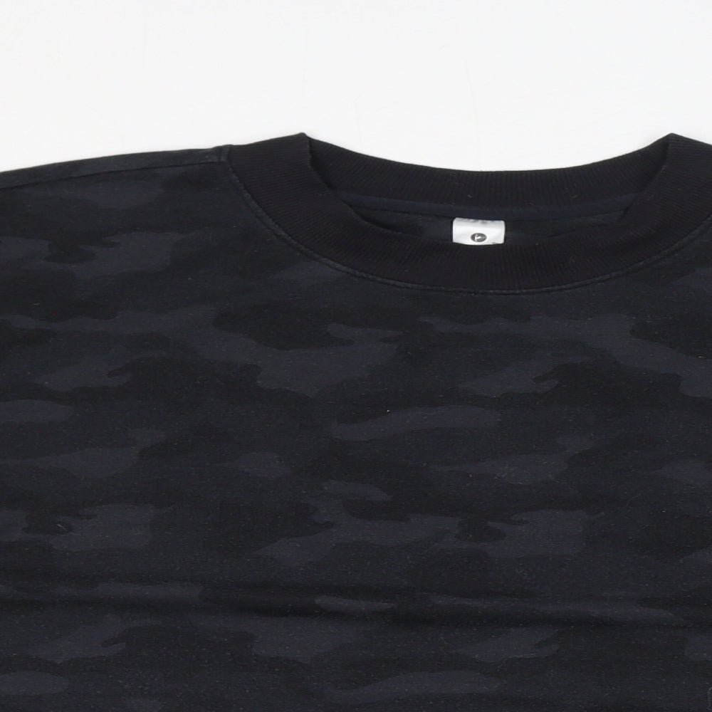 Reflex Womens Black Camouflage Polyester Pullover Sweatshirt Size XL Pullover - Cropped