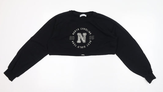 Bershka Womens Black Cotton Pullover Sweatshirt Size XS Pullover - Cropped, North Carolina 2005