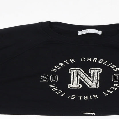 Bershka Womens Black Cotton Pullover Sweatshirt Size XS Pullover - Cropped, North Carolina 2005