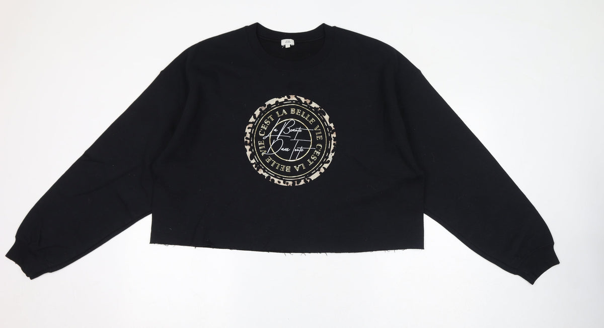 River Island Womens Black Polyester Pullover Sweatshirt Size M Pullover - La Beaute Dans Toute, Cropped
