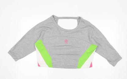 Reebok Womens Grey Colourblock Cotton Pullover Sweatshirt Size 8 Pullover - Size 8-10