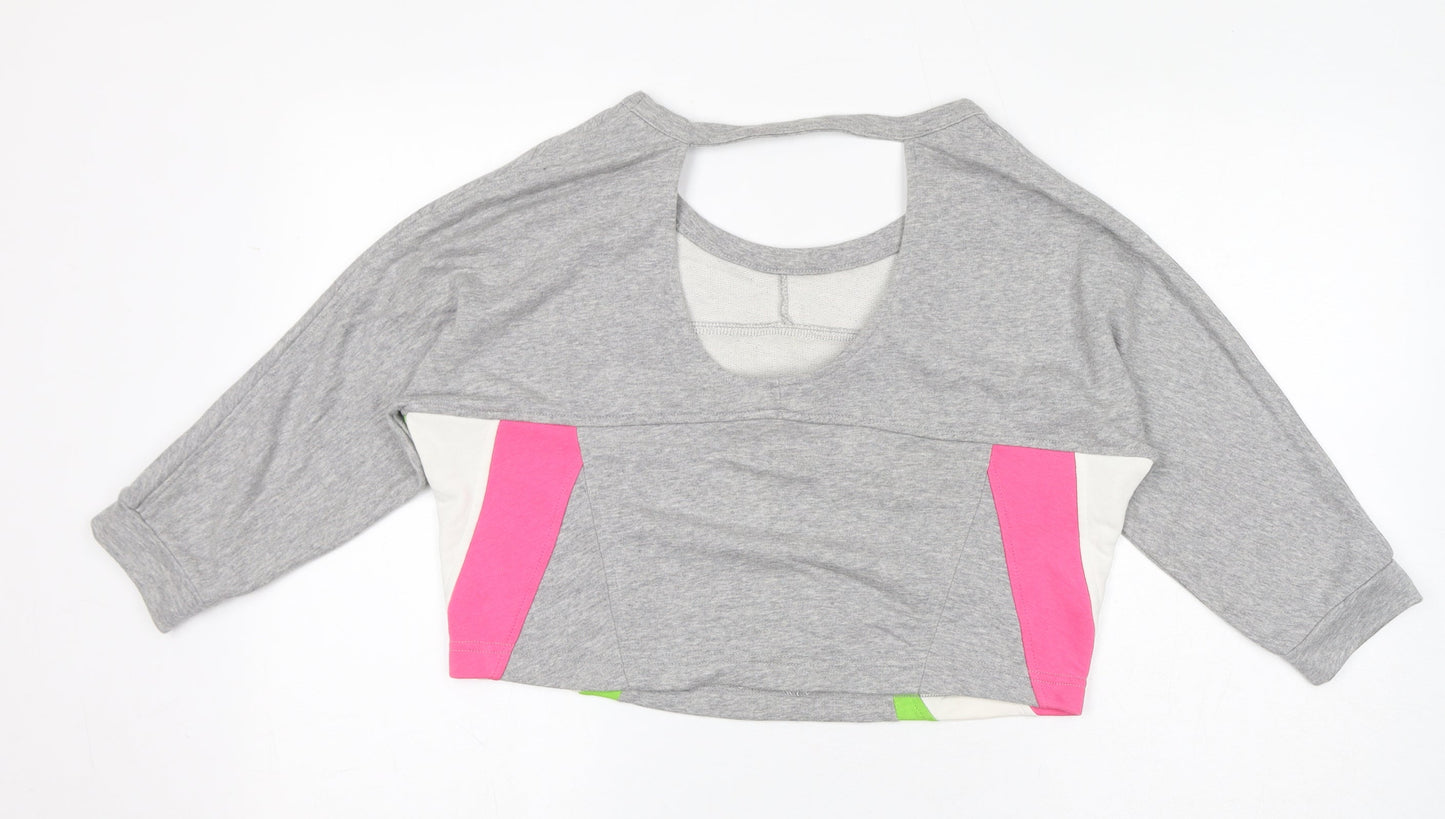 Reebok Womens Grey Colourblock Cotton Pullover Sweatshirt Size 8 Pullover - Size 8-10
