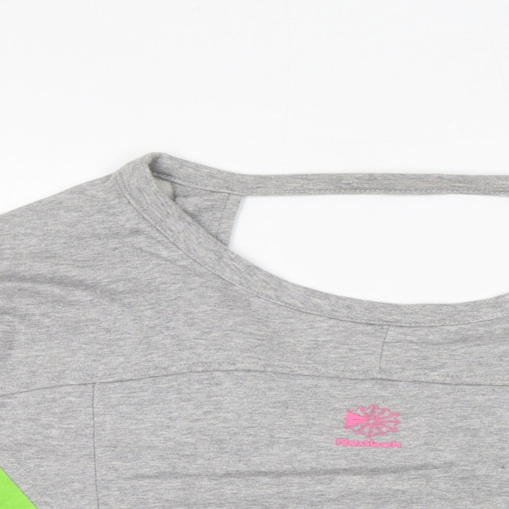 Reebok Womens Grey Colourblock Cotton Pullover Sweatshirt Size 8 Pullover - Size 8-10