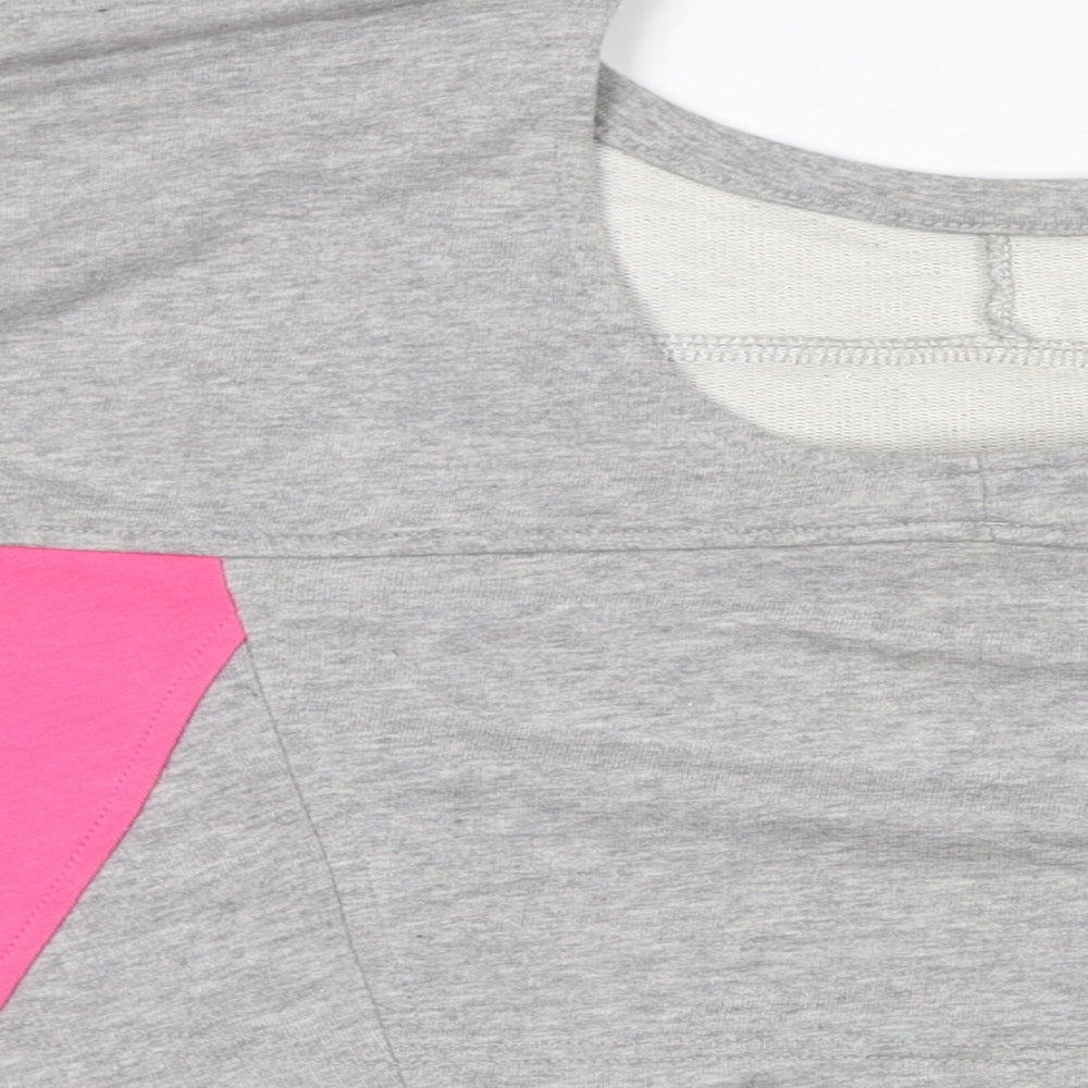 Reebok Womens Grey Colourblock Cotton Pullover Sweatshirt Size 8 Pullover - Size 8-10