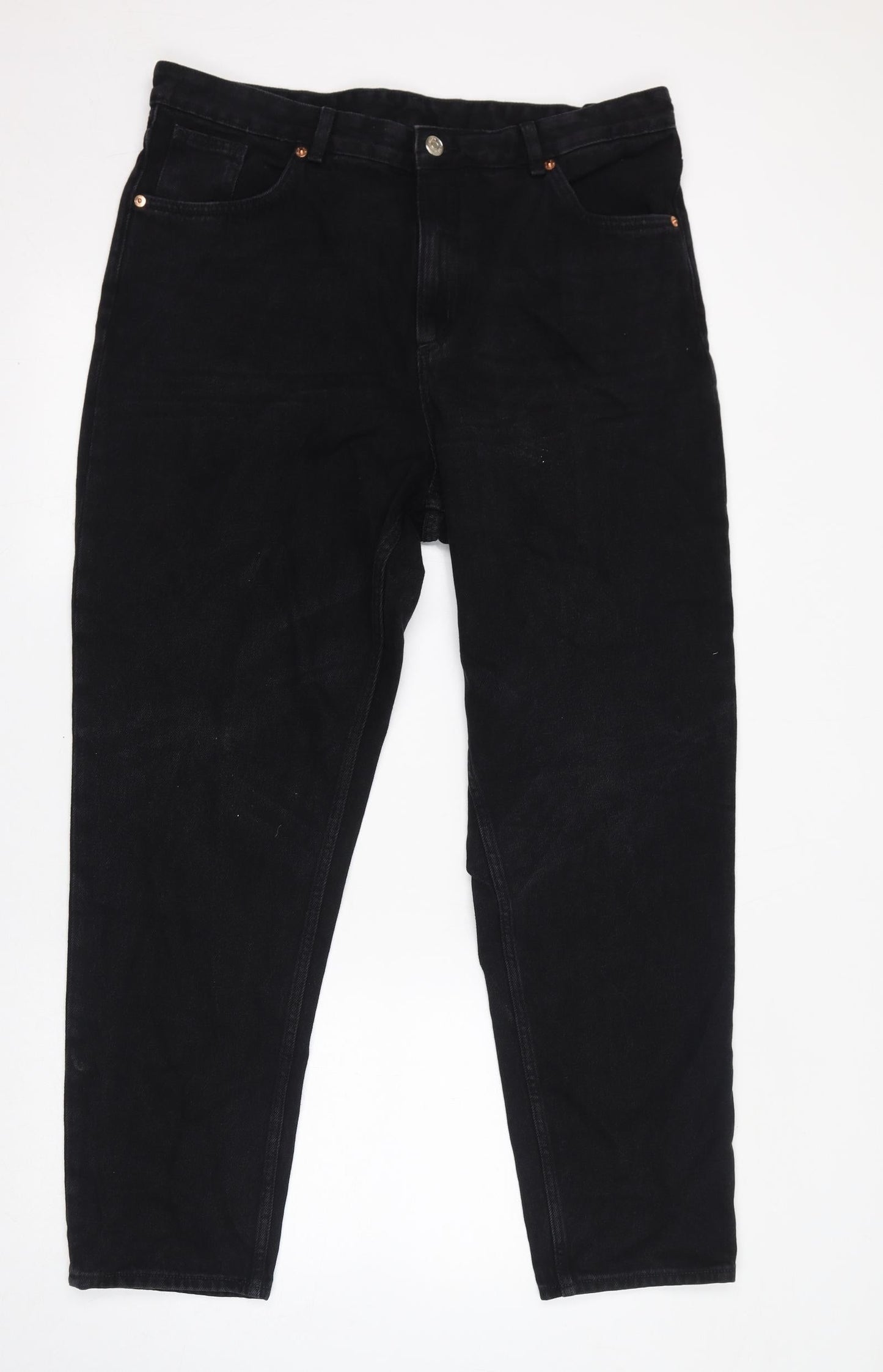 Monki Womens Black Cotton Straight Jeans Size 38 in L30 in Regular Zip