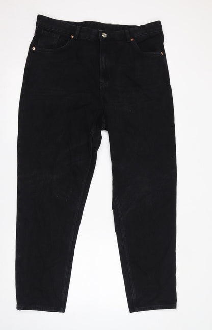 Monki Womens Black Cotton Straight Jeans Size 38 in L30 in Regular Zip