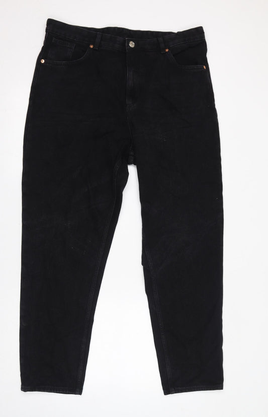 Monki Womens Black Cotton Straight Jeans Size 38 in L30 in Regular Zip