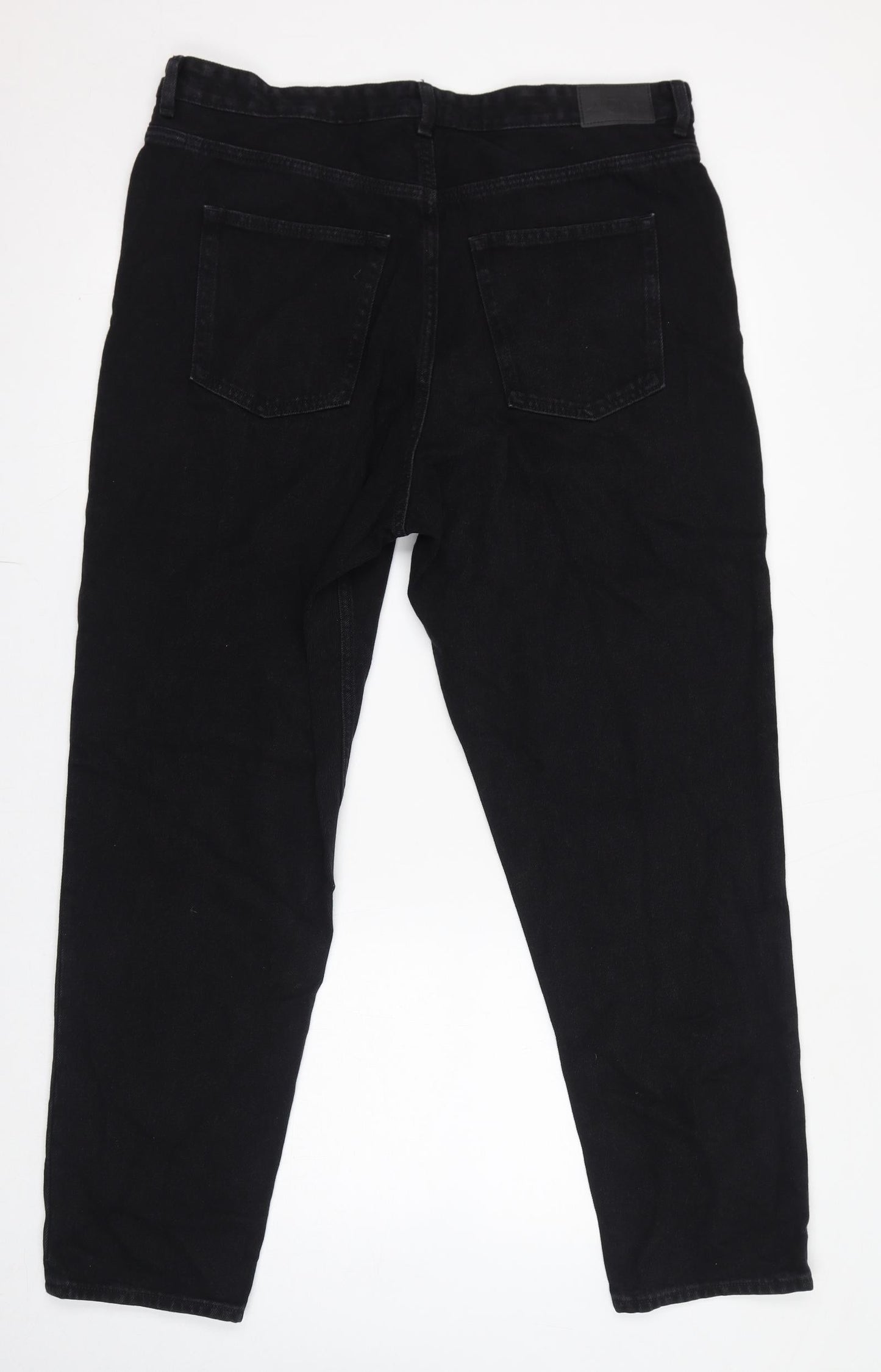 Monki Womens Black Cotton Straight Jeans Size 38 in L30 in Regular Zip