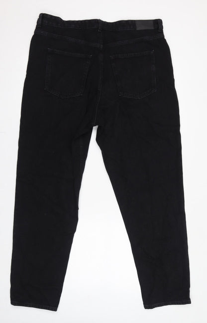 Monki Womens Black Cotton Straight Jeans Size 38 in L30 in Regular Zip