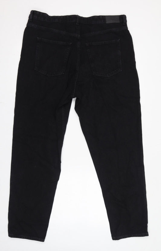 Monki Womens Black Cotton Straight Jeans Size 38 in L30 in Regular Zip
