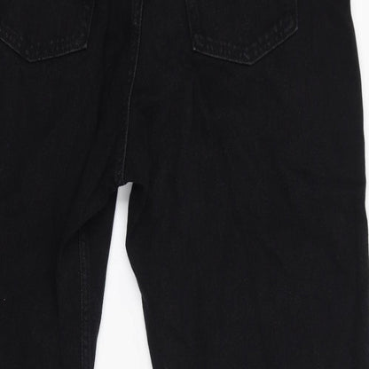 Monki Womens Black Cotton Straight Jeans Size 38 in L30 in Regular Zip
