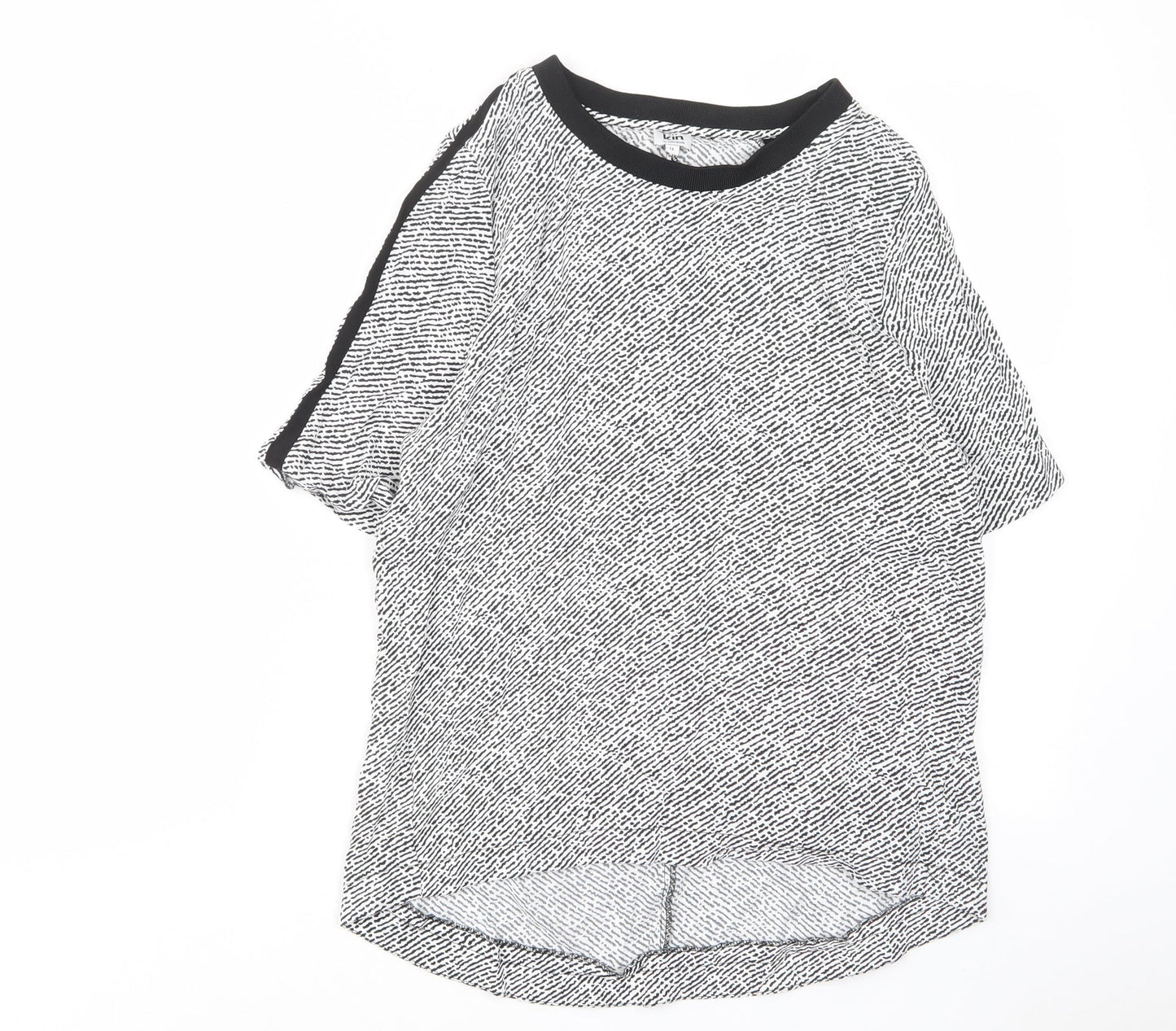 Lilley & Skinner Womens White Animal Print Viscose Basic T-Shirt Size 12 Crew Neck