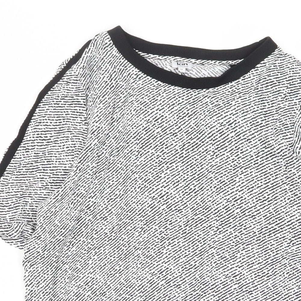 Lilley & Skinner Womens White Animal Print Viscose Basic T-Shirt Size 12 Crew Neck