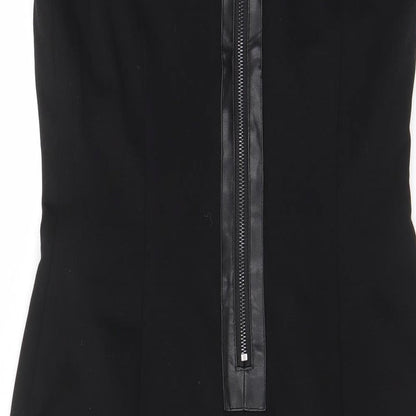 Anne Klein Womens Black Geometric Polyester Pencil Dress Size 12 Boat Neck Zip