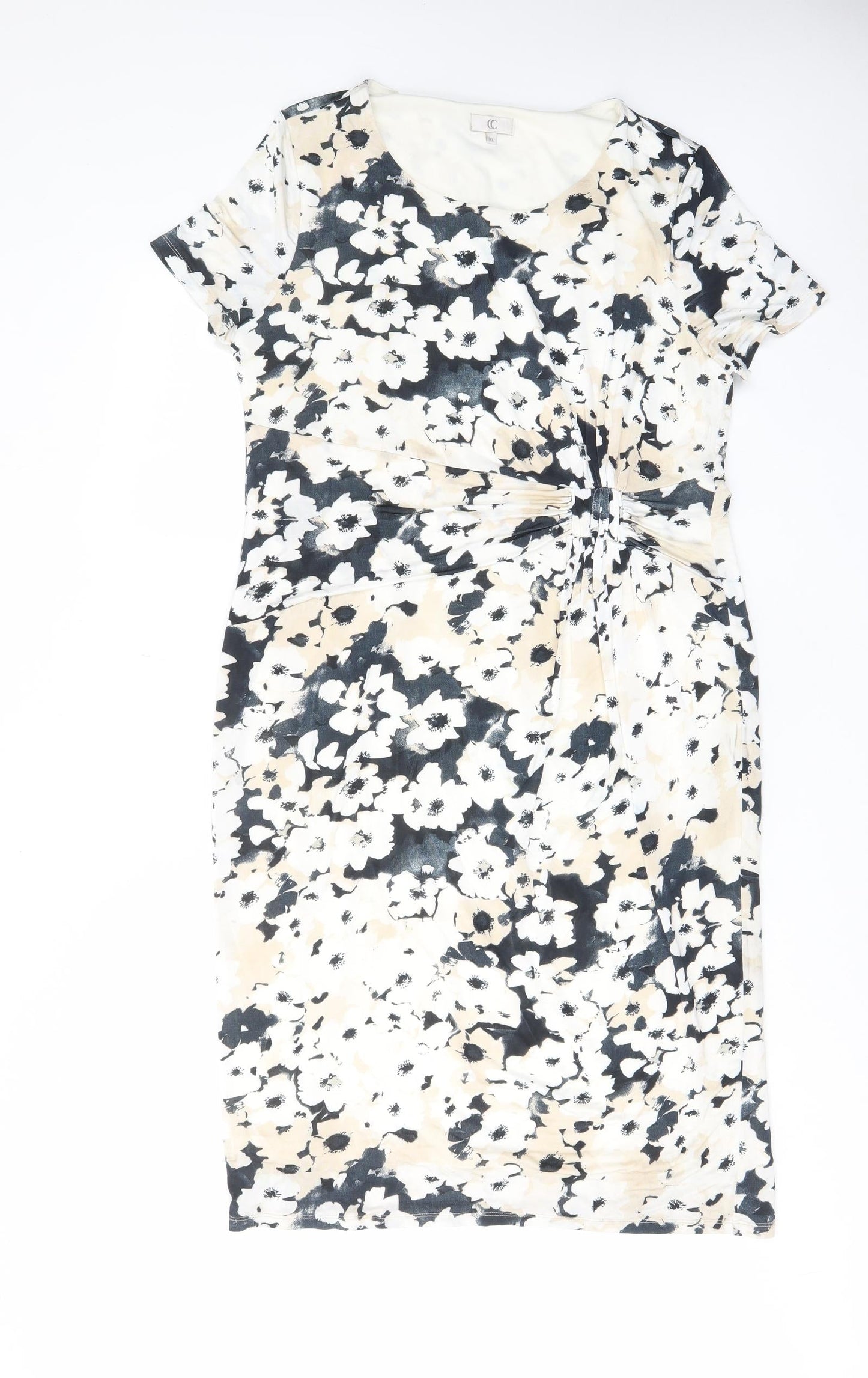 Cc Womens Multicoloured Floral Polyester A-Line Size XL Scoop Neck Pullover - Pleated