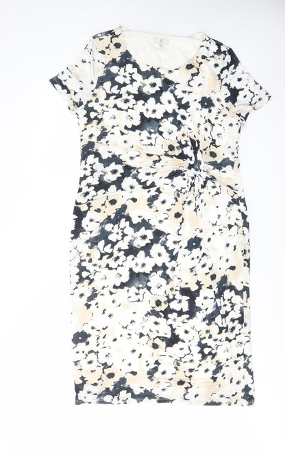 Cc Womens Multicoloured Floral Polyester A-Line Size XL Scoop Neck Pullover - Pleated