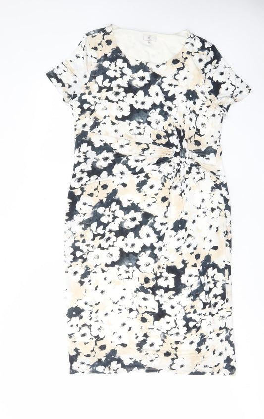 Cc Womens Multicoloured Floral Polyester A-Line Size XL Scoop Neck Pullover - Pleated