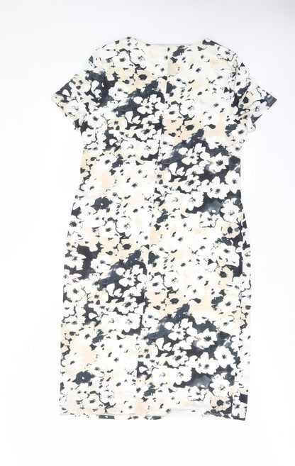 Cc Womens Multicoloured Floral Polyester A-Line Size XL Scoop Neck Pullover - Pleated