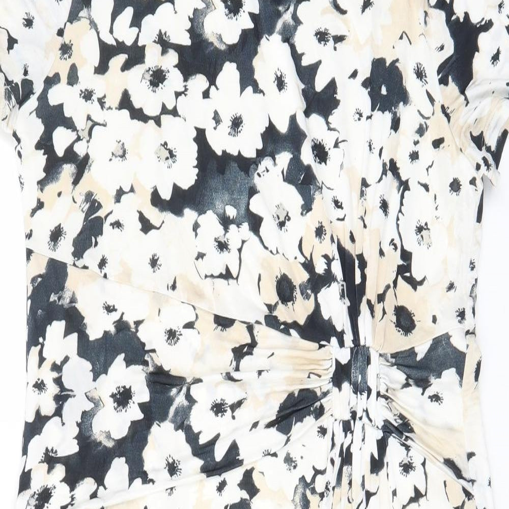 Cc Womens Multicoloured Floral Polyester A-Line Size XL Scoop Neck Pullover - Pleated