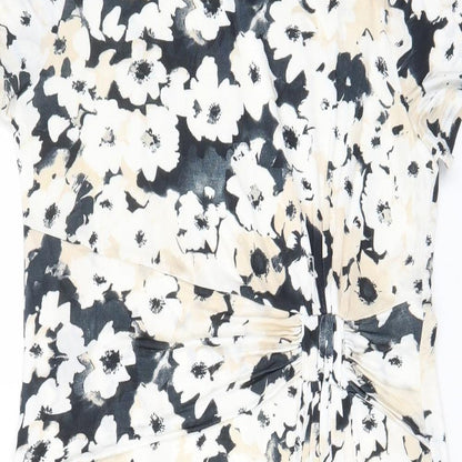 Cc Womens Multicoloured Floral Polyester A-Line Size XL Scoop Neck Pullover - Pleated