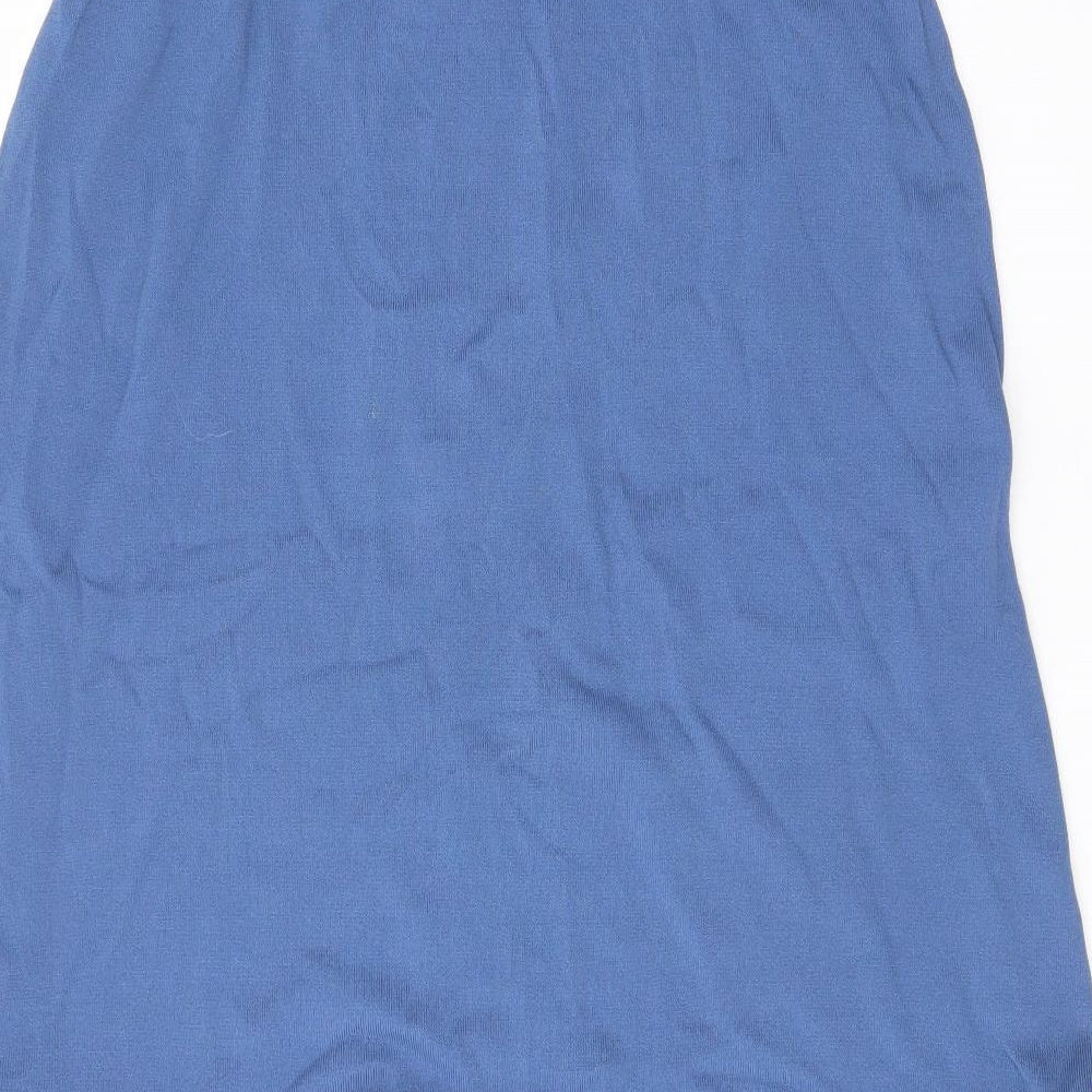 NEXT Womens Blue Viscose A-Line Size L Square Neck Pullover - Frill, Embroided