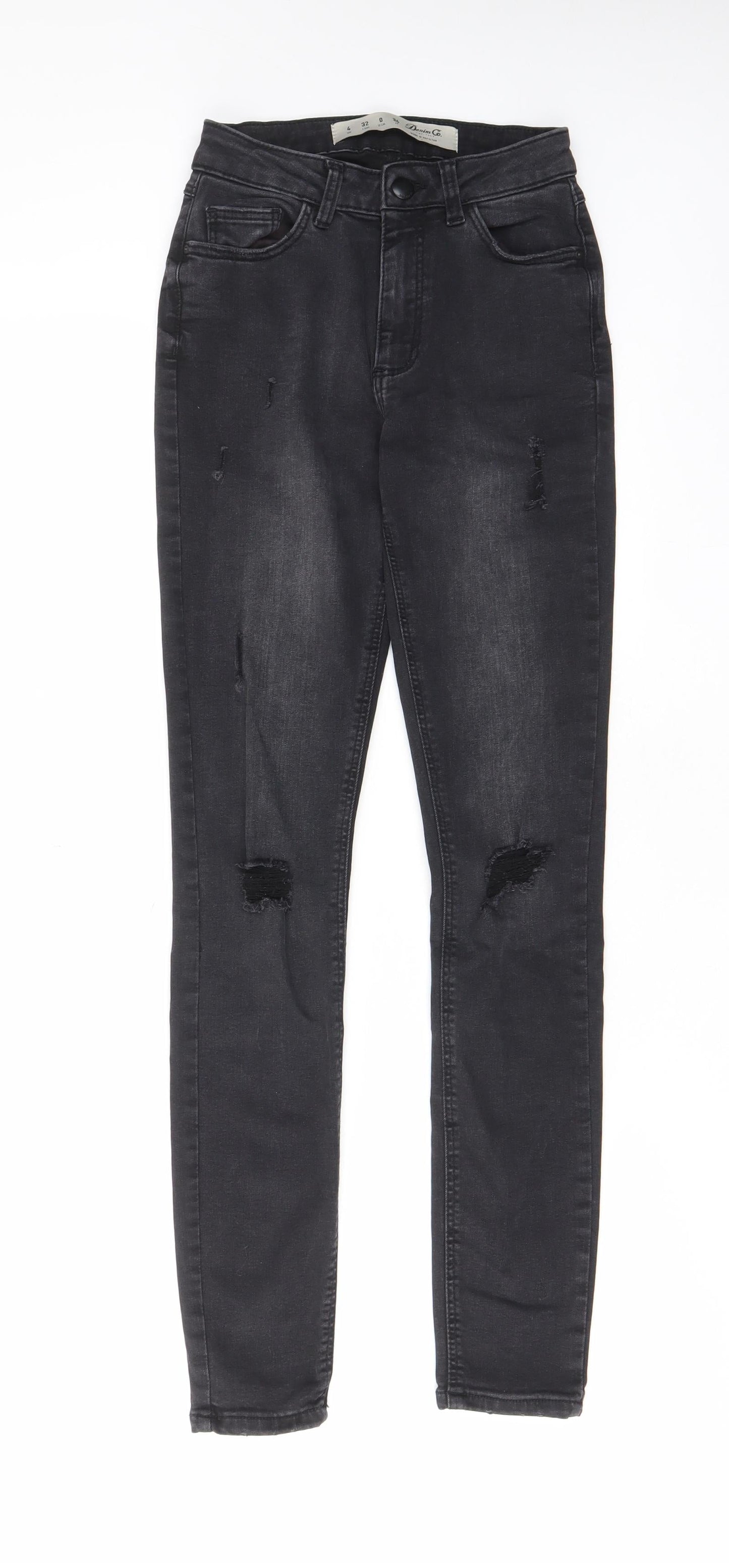 Denim & Co. Womens Grey Cotton Skinny Jeans Size 4 L28 in Regular Zip - Pockets