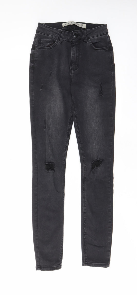 Denim & Co. Womens Grey Cotton Skinny Jeans Size 4 L28 in Regular Zip - Pockets