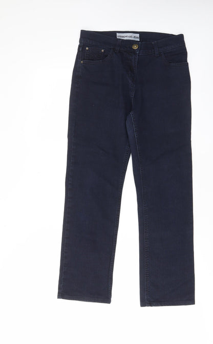 Casual Wear Womens Blue Cotton Straight Jeans Size 28 in L27 in Regular Zip - Pockets