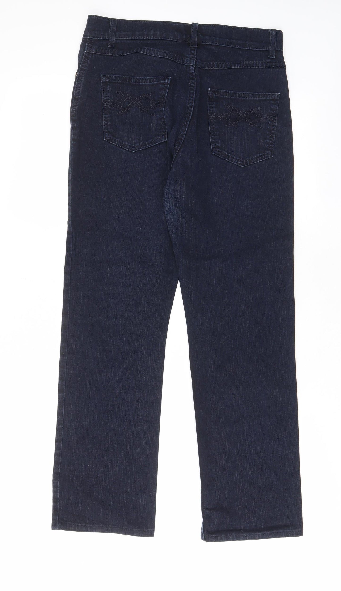 Casual Wear Womens Blue Cotton Straight Jeans Size 28 in L27 in Regular Zip - Pockets