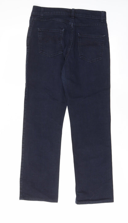 Casual Wear Womens Blue Cotton Straight Jeans Size 28 in L27 in Regular Zip - Pockets