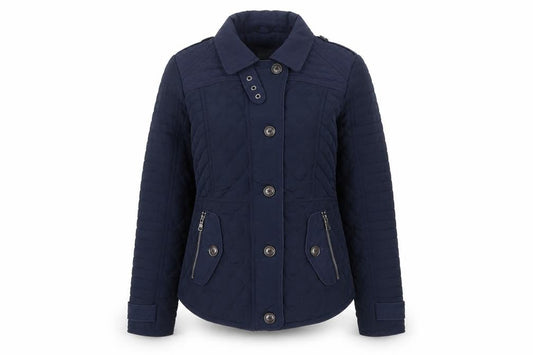 Next Womens Blue Quilted Coat Size 10 Zip - Zip Pockets, Buckle