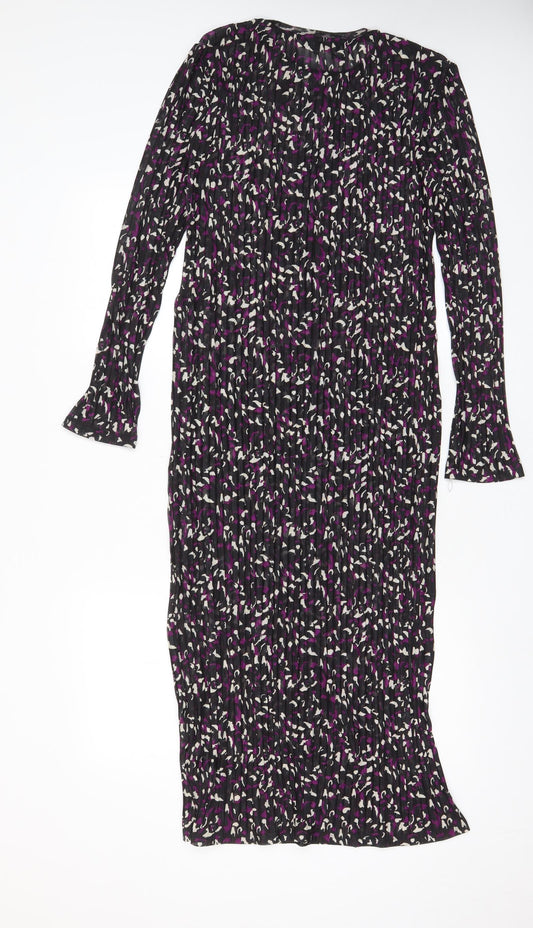 Marks and Spencer Womens Purple Geometric Polyester A-Line Size 10 Crew Neck Pullover