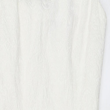 H&M Womens White Cotton A-Line Size 8 Boat Neck Zip