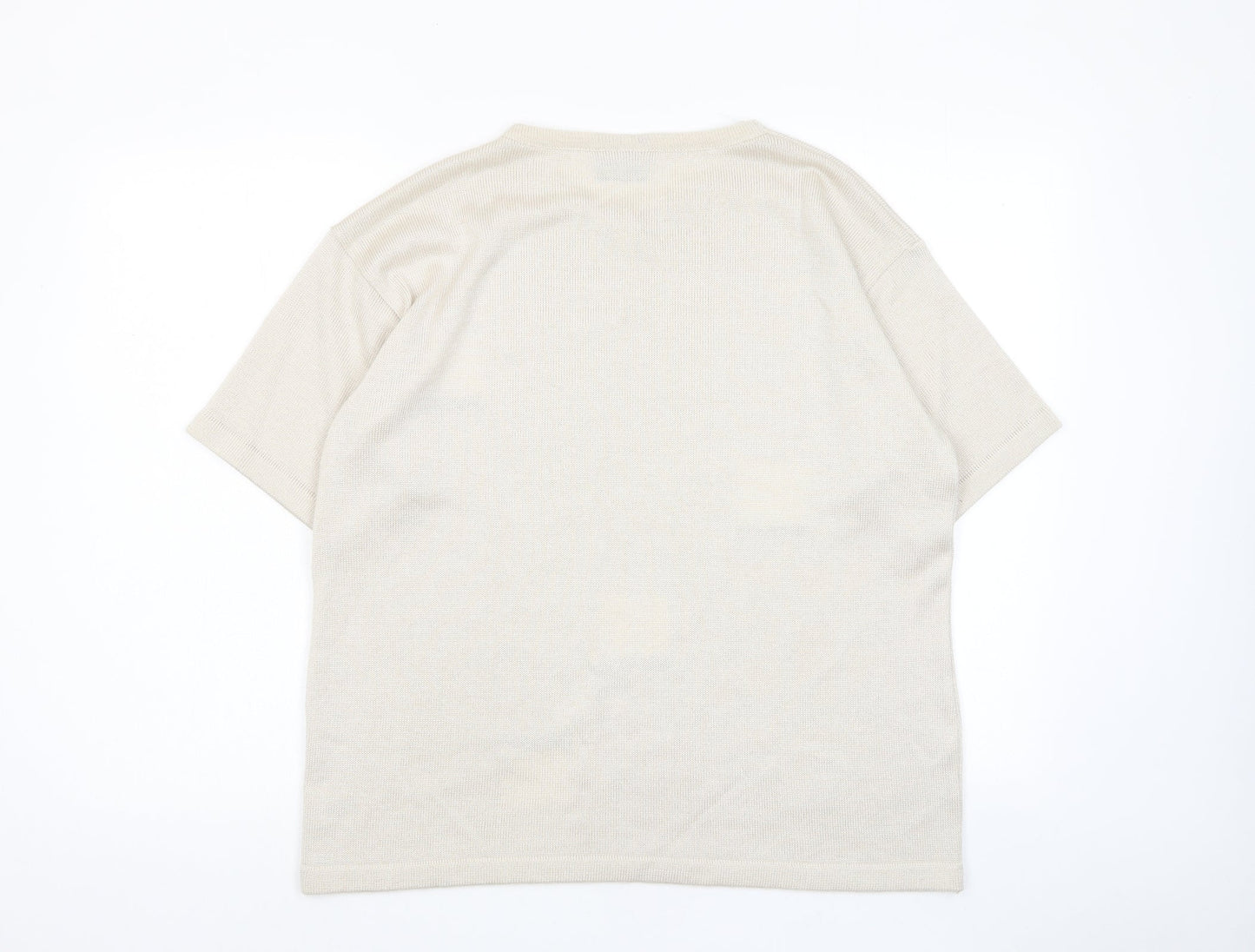 C&A Womens Beige Crew Neck Acrylic Pullover Jumper Size L - Keyhole neck