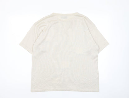 C&A Womens Beige Crew Neck Acrylic Pullover Jumper Size L - Keyhole neck