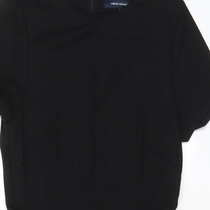 French Connection Womens Black Cotton A-Line Size 14 Crew Neck Zip - Lace