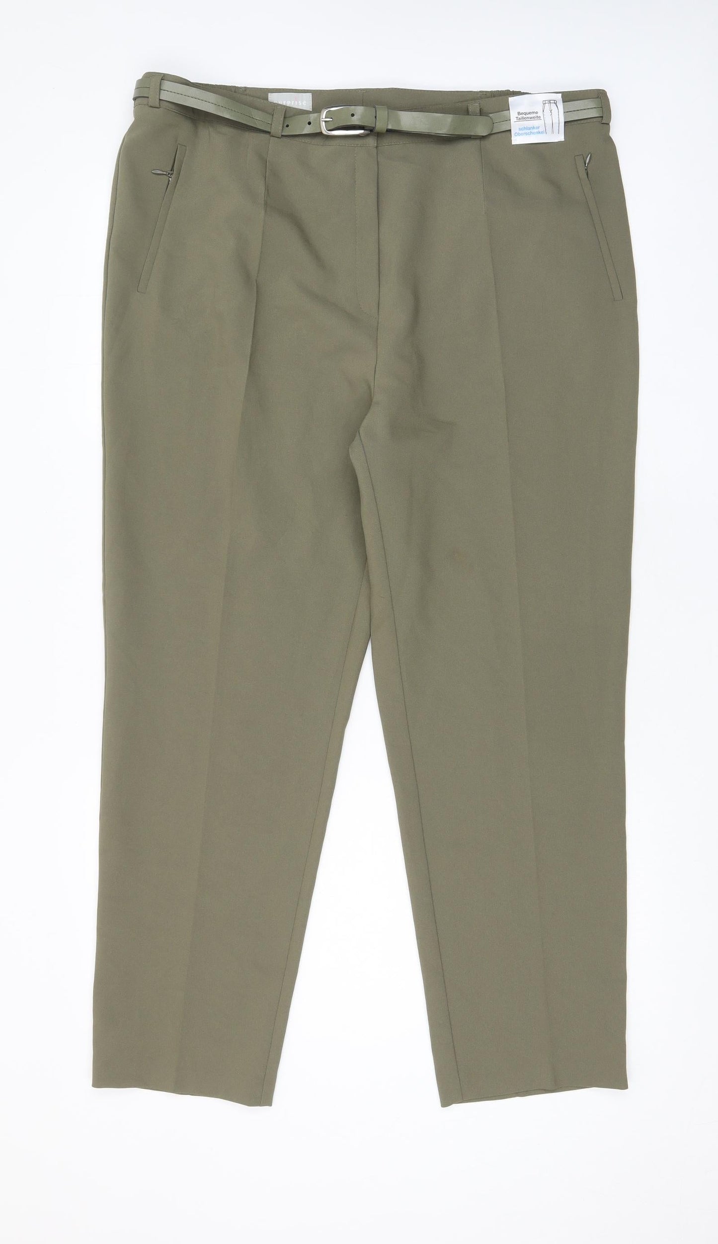 Surprise Womens Green Polyester Trousers Size 24 L28 in Regular Zip - Zip Pockets