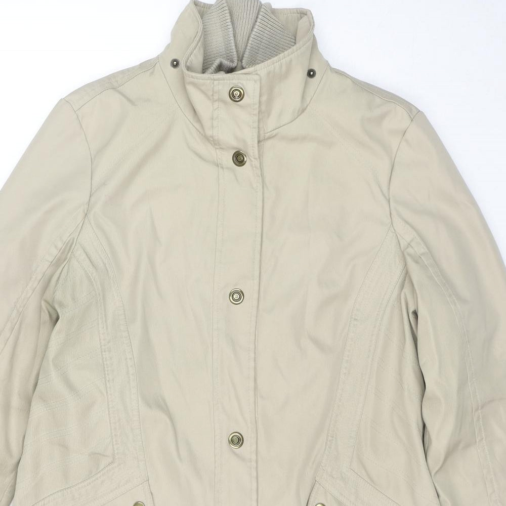 Principles Womens Beige Parka Jacket Size 14 Zip - Detachable Fleece