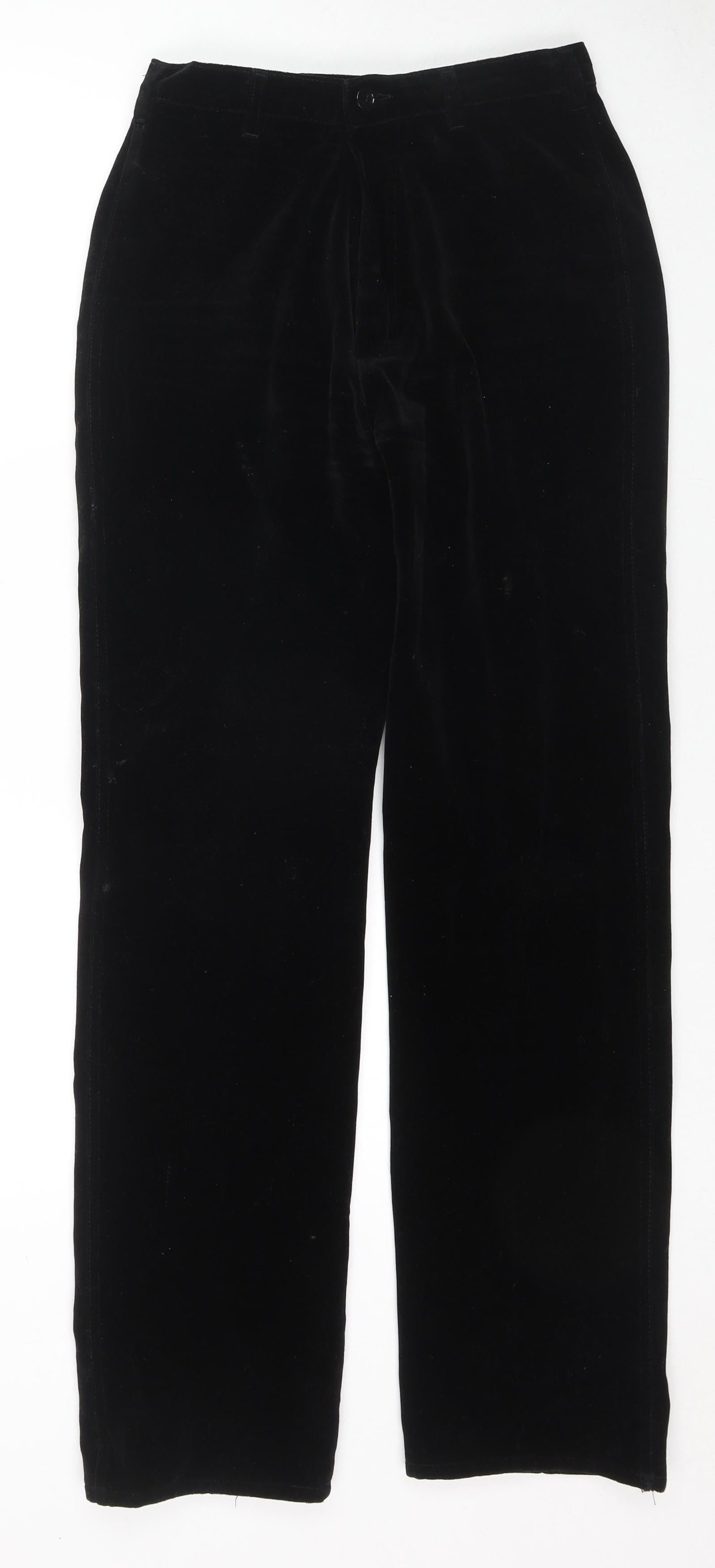 Peter Golding Womens Black Cotton Trousers Size 14 L31 in Regular Zip