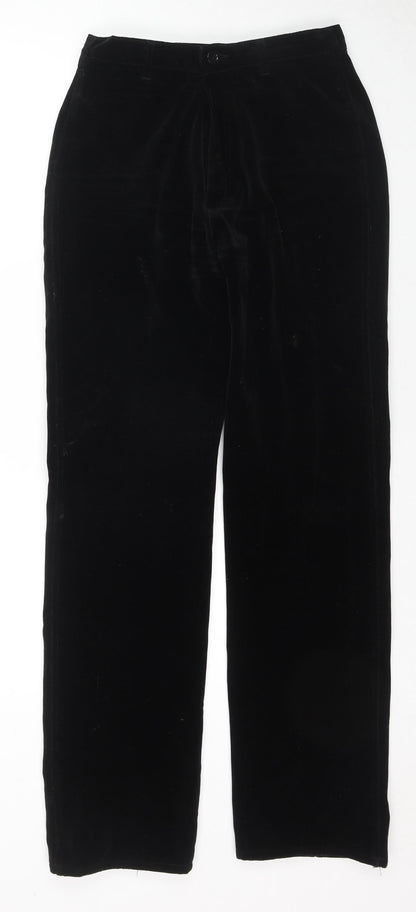Peter Golding Womens Black Cotton Trousers Size 14 L31 in Regular Zip