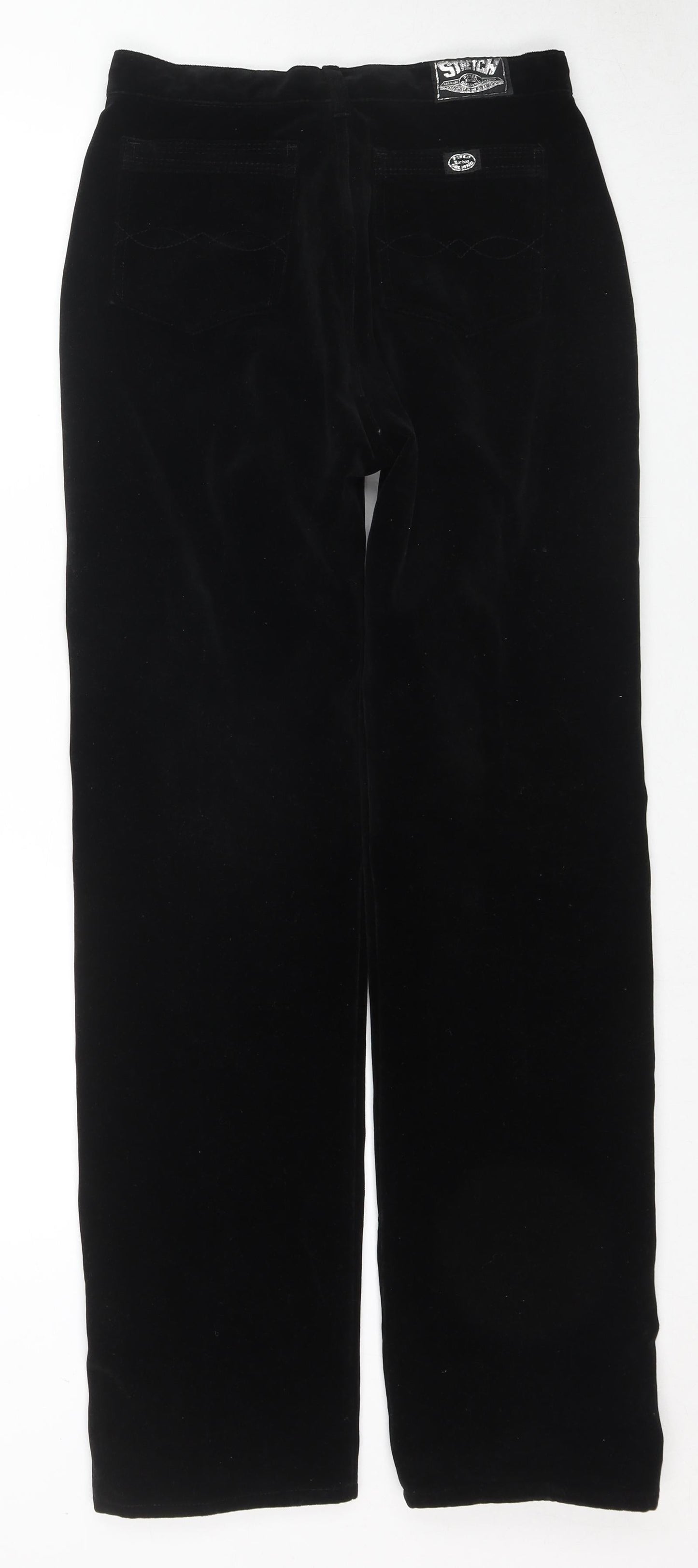 Peter Golding Womens Black Cotton Trousers Size 14 L31 in Regular Zip