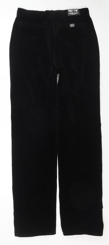 Peter Golding Womens Black Cotton Trousers Size 14 L31 in Regular Zip