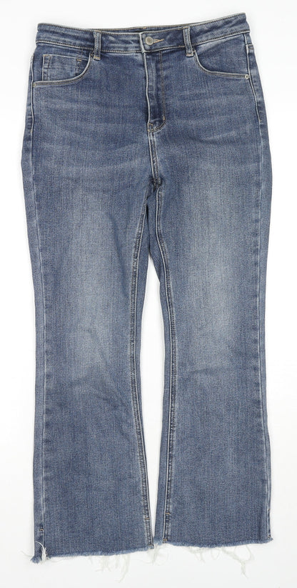 Marks and Spencer Womens Blue Cotton Straight Jeans Size 29 in L26 in Regular Zip