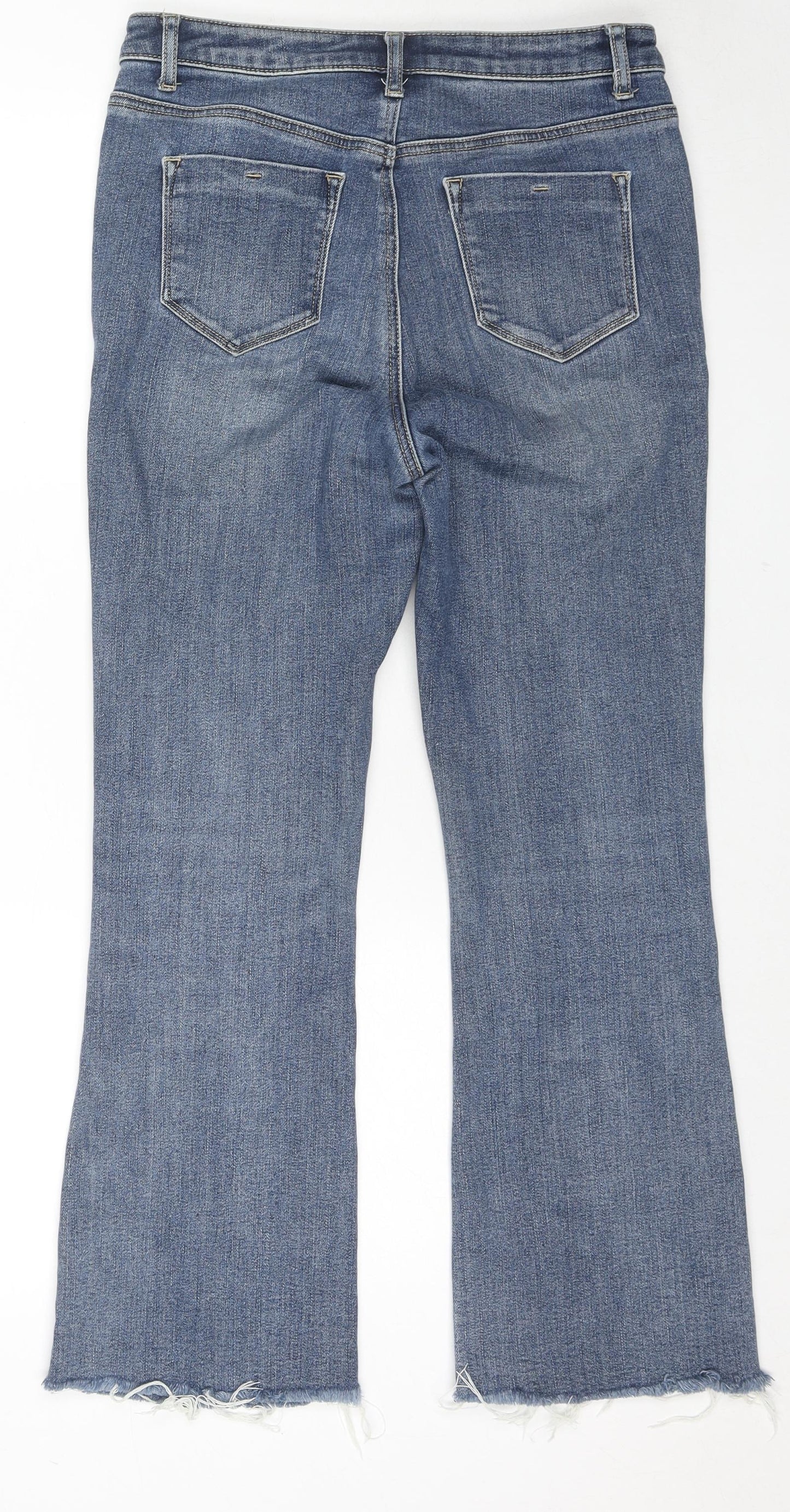 Marks and Spencer Womens Blue Cotton Straight Jeans Size 29 in L26 in Regular Zip