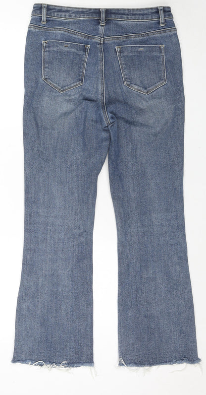 Marks and Spencer Womens Blue Cotton Straight Jeans Size 29 in L26 in Regular Zip