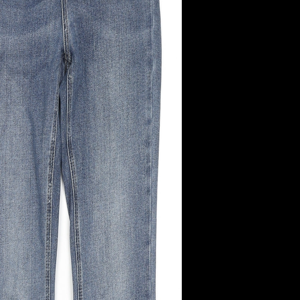 Marks and Spencer Womens Blue Cotton Straight Jeans Size 29 in L26 in Regular Zip