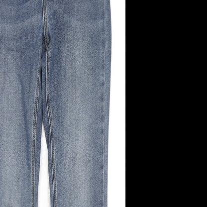 Marks and Spencer Womens Blue Cotton Straight Jeans Size 29 in L26 in Regular Zip