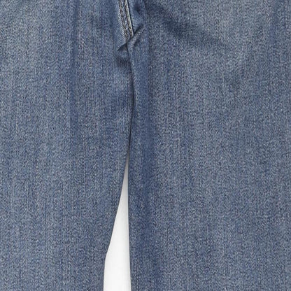 Marks and Spencer Womens Blue Cotton Straight Jeans Size 29 in L26 in Regular Zip