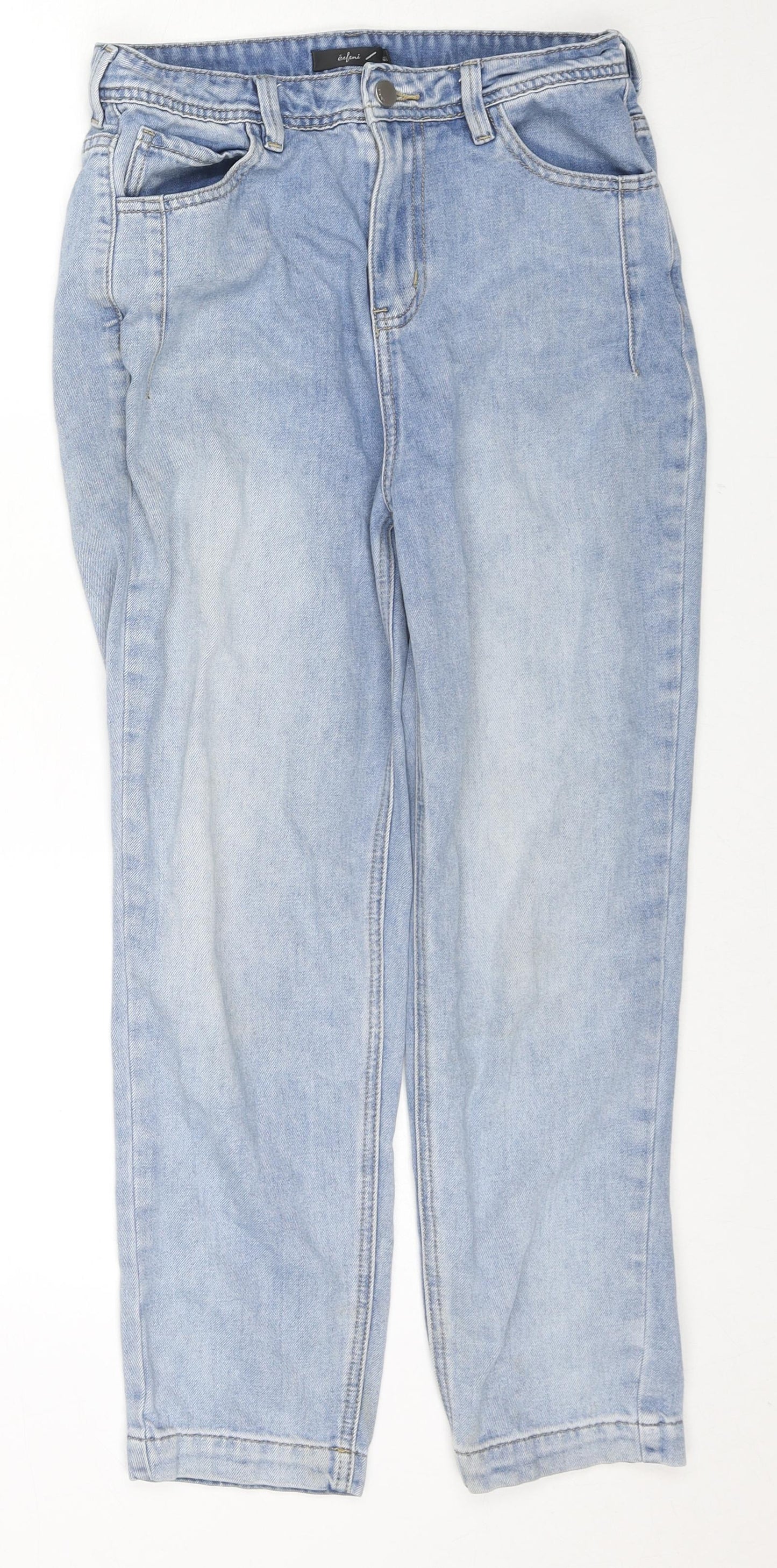 Eifini Womens Blue Cotton Straight Jeans Size L L24 in Regular Zip