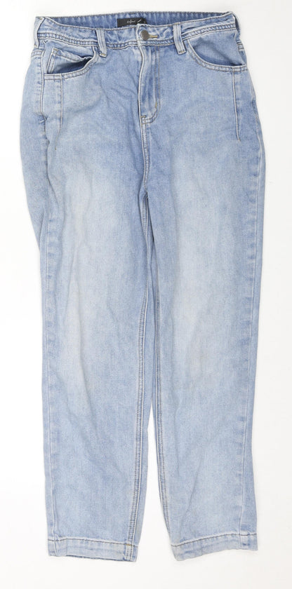 Eifini Womens Blue Cotton Straight Jeans Size L L24 in Regular Zip